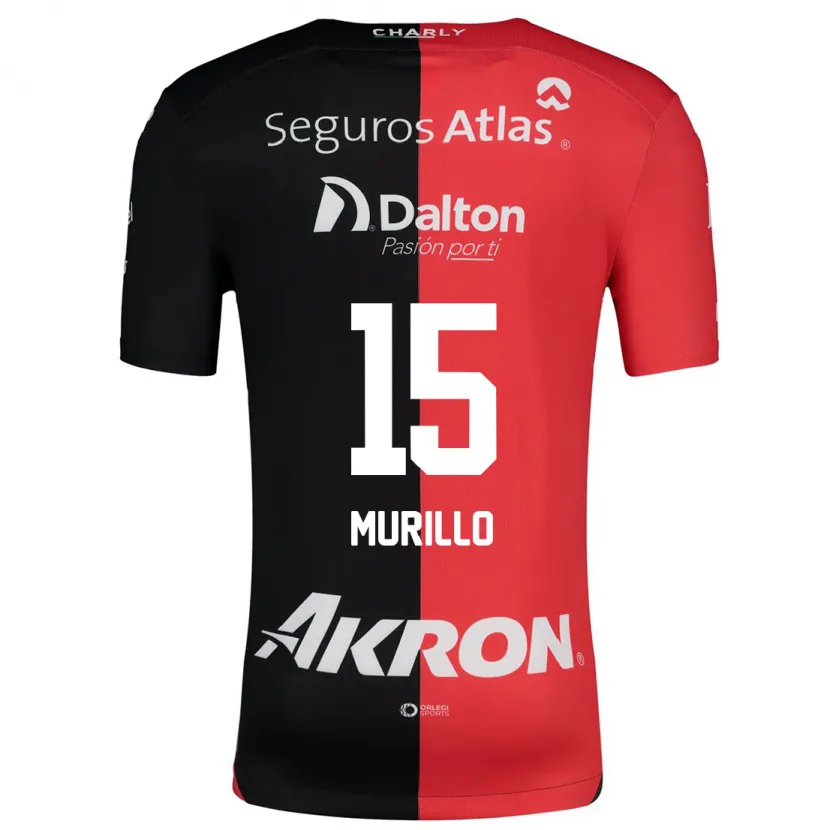 Danxen Niño Camiseta Jhon Murillo #15 Negro Rojo 1ª Equipación 2024/25 La Camisa México