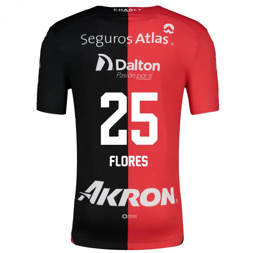 Danxen Niño Camiseta Leonardo Flores #25 Negro Rojo 1ª Equipación 2024/25 La Camisa México