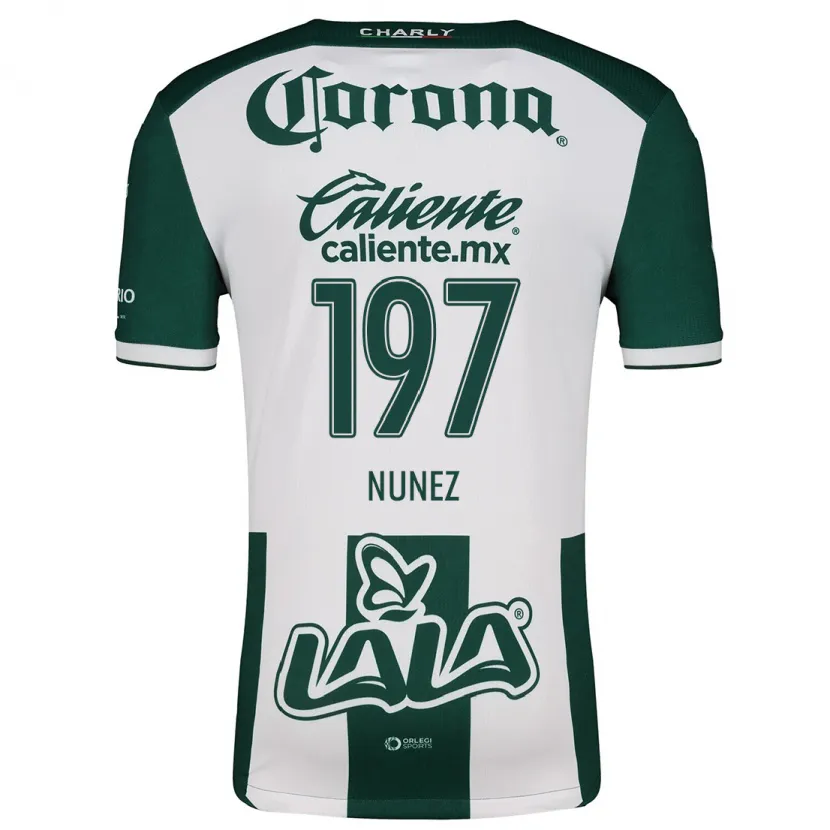 Danxen Niño Camiseta Kevin Núñez #197 Verde Blanco 1ª Equipación 2024/25 La Camisa México