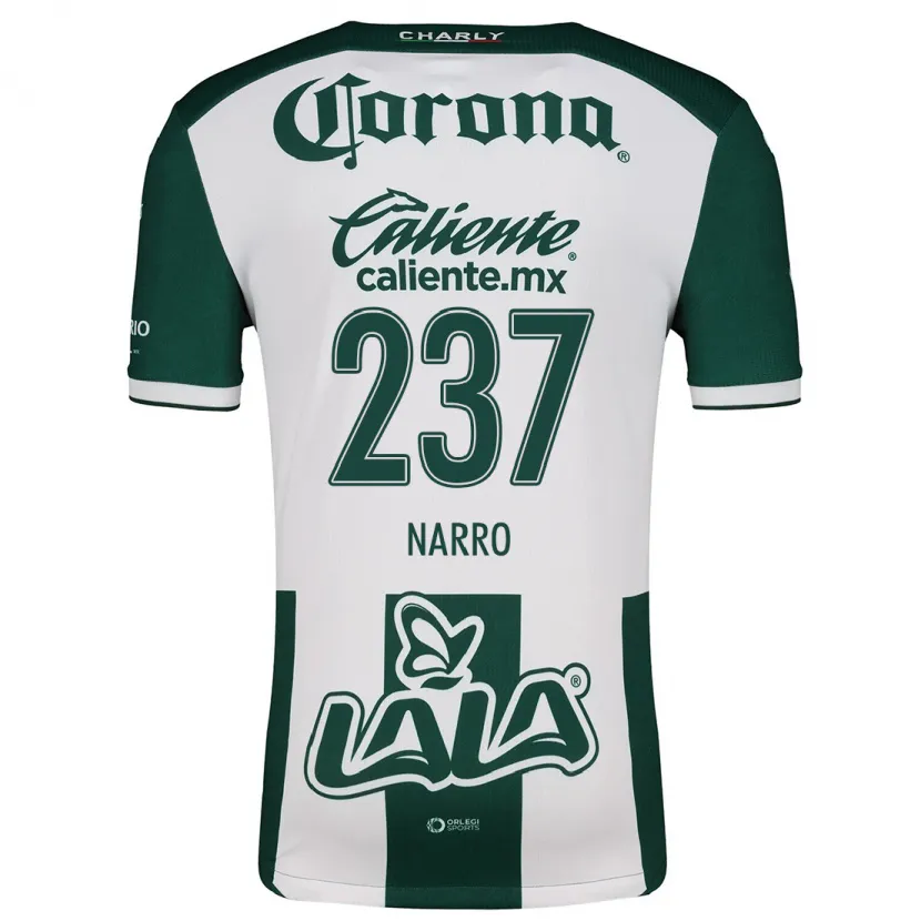 Danxen Niño Camiseta Ernesto Narro #237 Verde Blanco 1ª Equipación 2024/25 La Camisa México