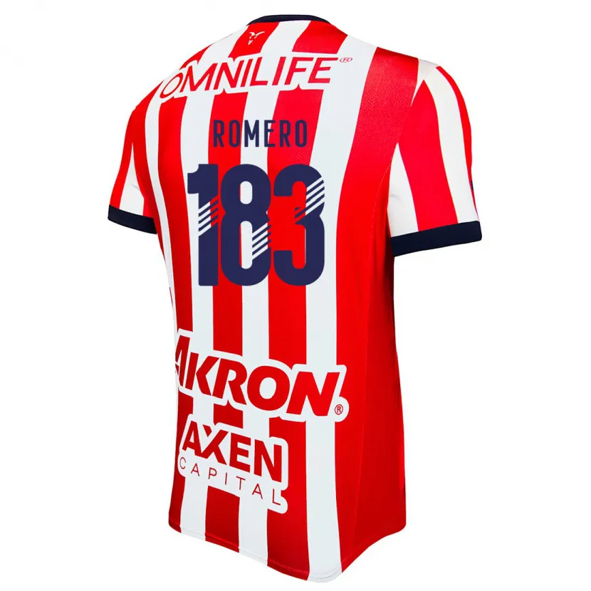 Danxen Niño Camiseta Javen Romero #183 Rojo Blanco Azul 1ª Equipación 2024/25 La Camisa México