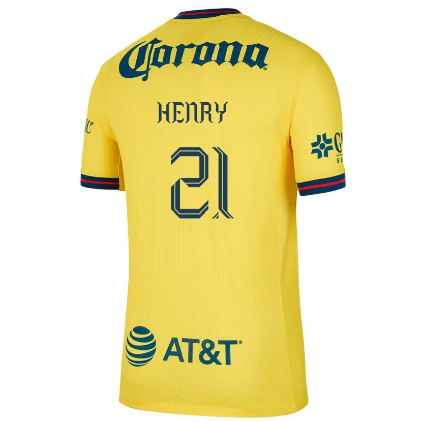 Danxen Niño Camiseta Henry Martín #21 Amarillo Azul 1ª Equipación 2024/25 La Camisa México
