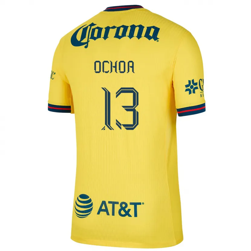 Danxen Niño Camiseta Guillermo Ochoa #13 Amarillo Azul 1ª Equipación 2024/25 La Camisa México
