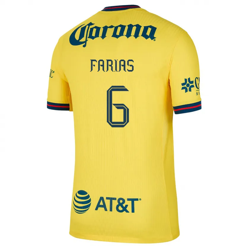 Danxen Niño Camiseta Janelly Farias #6 Amarillo Azul 1ª Equipación 2024/25 La Camisa México