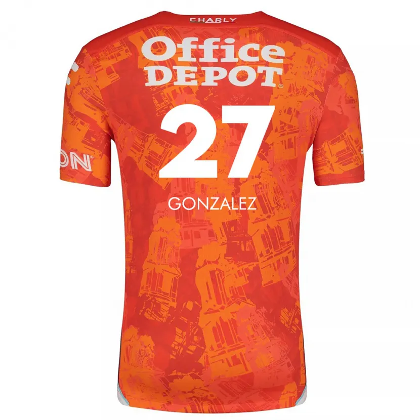 Danxen Niño Camiseta Owen González #27 Naranja Blanco 2ª Equipación 2024/25 La Camisa México