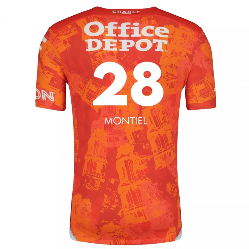 Danxen Niño Camiseta Elías Montiel #28 Naranja Blanco 2ª Equipación 2024/25 La Camisa México