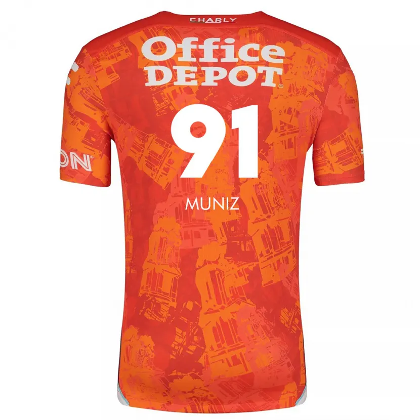 Danxen Niño Camiseta Brandon Muñiz #91 Naranja Blanco 2ª Equipación 2024/25 La Camisa México