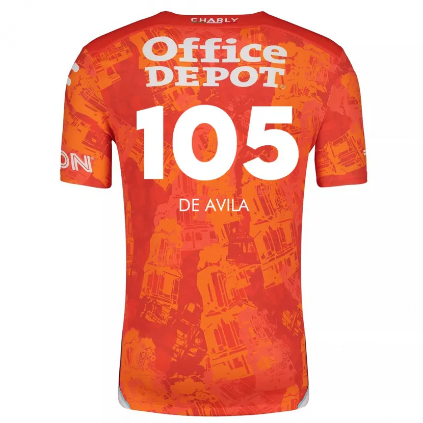 Danxen Niño Camiseta José De Ávila #105 Naranja Blanco 2ª Equipación 2024/25 La Camisa México
