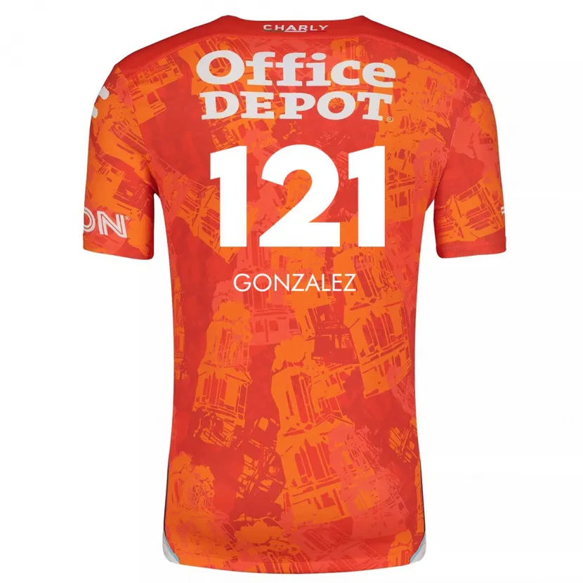 Danxen Niño Camiseta Cristian González #121 Naranja Blanco 2ª Equipación 2024/25 La Camisa México