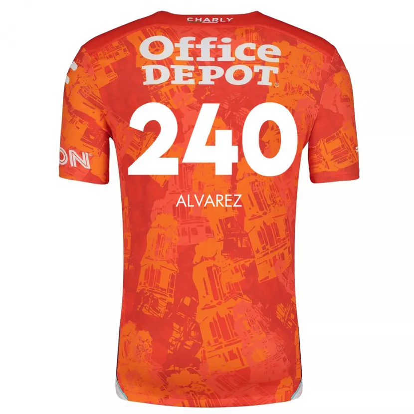 Danxen Niño Camiseta Gael Álvarez #240 Naranja Blanco 2ª Equipación 2024/25 La Camisa México