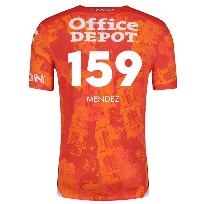 Danxen Niño Camiseta Daniel Méndez #159 Naranja Blanco 2ª Equipación 2024/25 La Camisa México