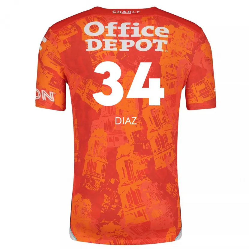 Danxen Niño Camiseta Karen Díaz #34 Naranja Blanco 2ª Equipación 2024/25 La Camisa México