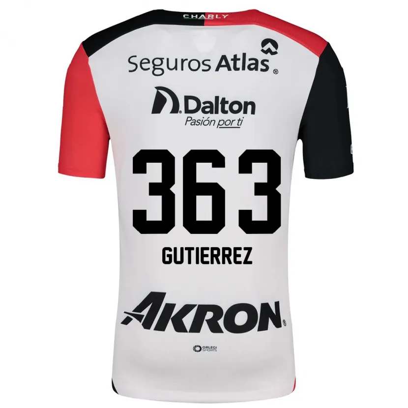 Danxen Niño Camiseta Orlando Gutiérrez #363 Blanco Rojo Negro 2ª Equipación 2024/25 La Camisa México