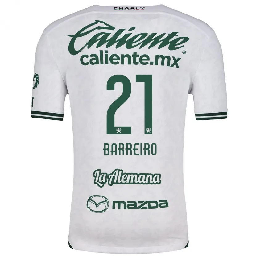 Danxen Niño Camiseta Stiven Barreiro #21 Blanco Verde 2ª Equipación 2024/25 La Camisa México