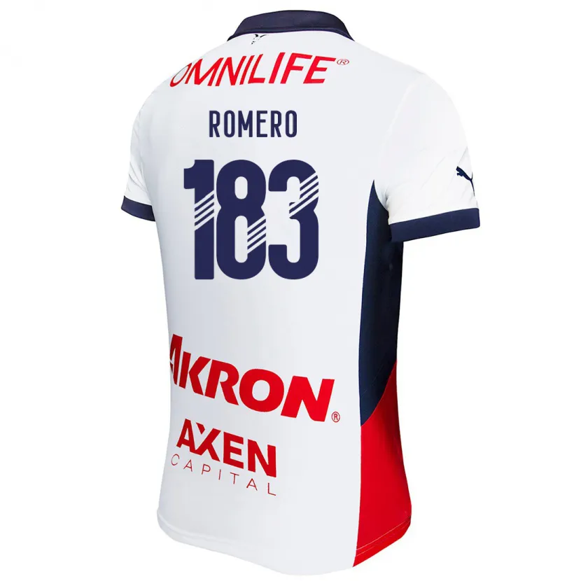 Danxen Niño Camiseta Javen Romero #183 Blanco Rojo Azul 2ª Equipación 2024/25 La Camisa México