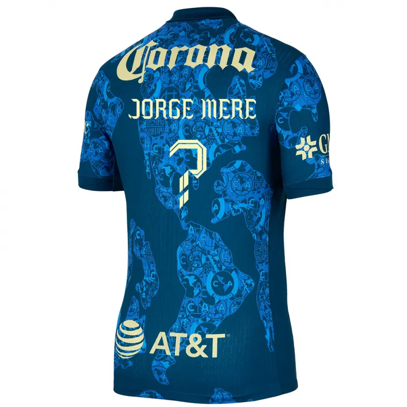 Danxen Niño Camiseta Jorge Meré #0 Azul Amarillo 2ª Equipación 2024/25 La Camisa México