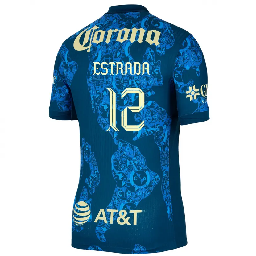 Danxen Niño Camiseta Jonathan Estrada #12 Azul Amarillo 2ª Equipación 2024/25 La Camisa México