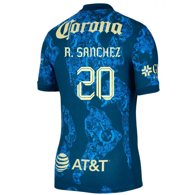 Danxen Niño Camiseta Richard Sánchez #20 Azul Amarillo 2ª Equipación 2024/25 La Camisa México