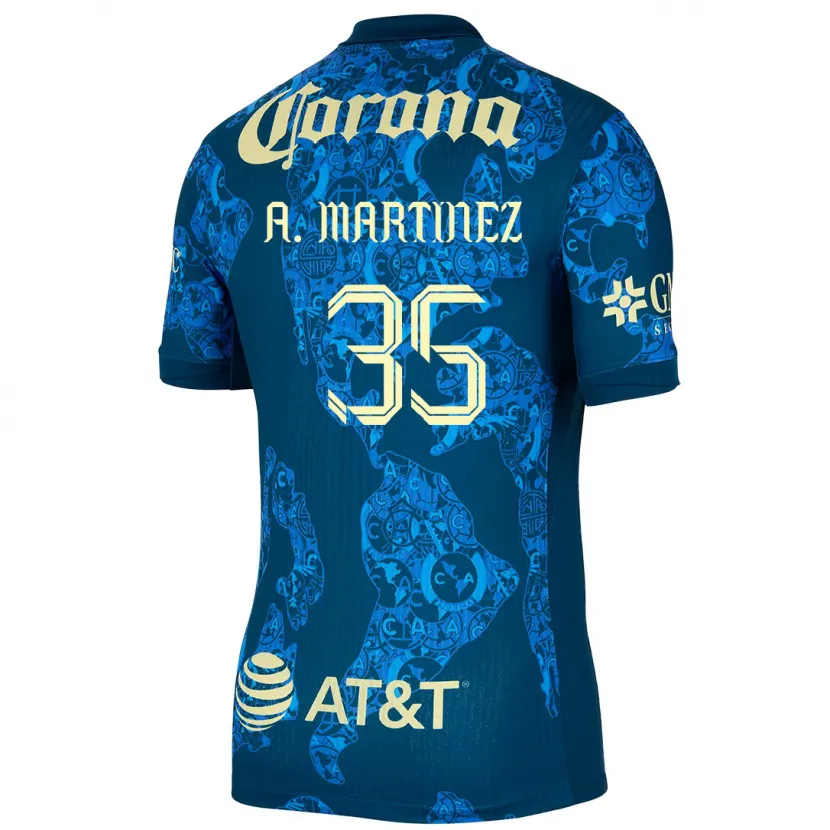 Danxen Niño Camiseta Arturo Martínez #35 Azul Amarillo 2ª Equipación 2024/25 La Camisa México