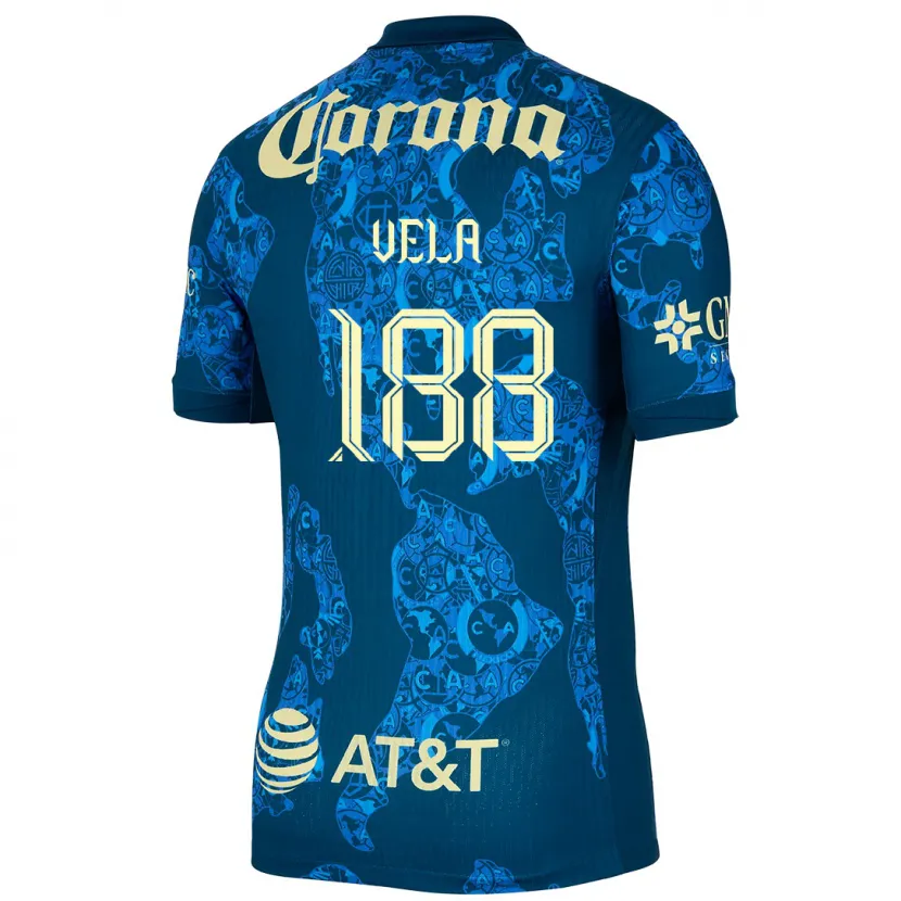 Danxen Niño Camiseta Christo Vela #188 Azul Amarillo 2ª Equipación 2024/25 La Camisa México