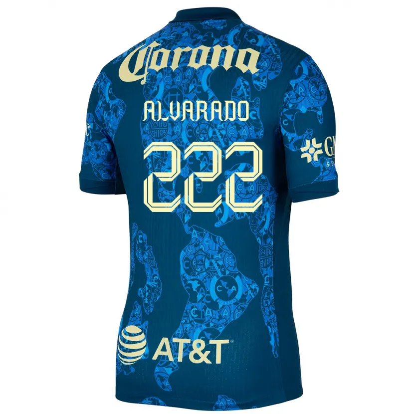 Danxen Niño Camiseta Daniel Alvarado #222 Azul Amarillo 2ª Equipación 2024/25 La Camisa México