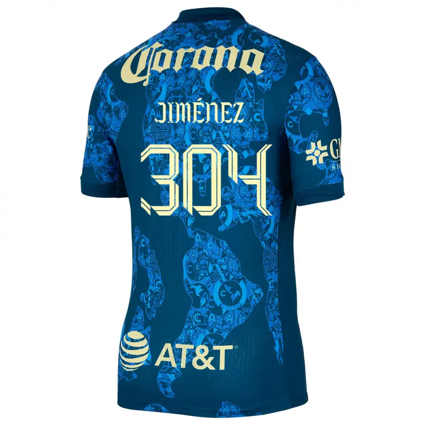 Danxen Niño Camiseta Derek Jiménez #304 Azul Amarillo 2ª Equipación 2024/25 La Camisa México