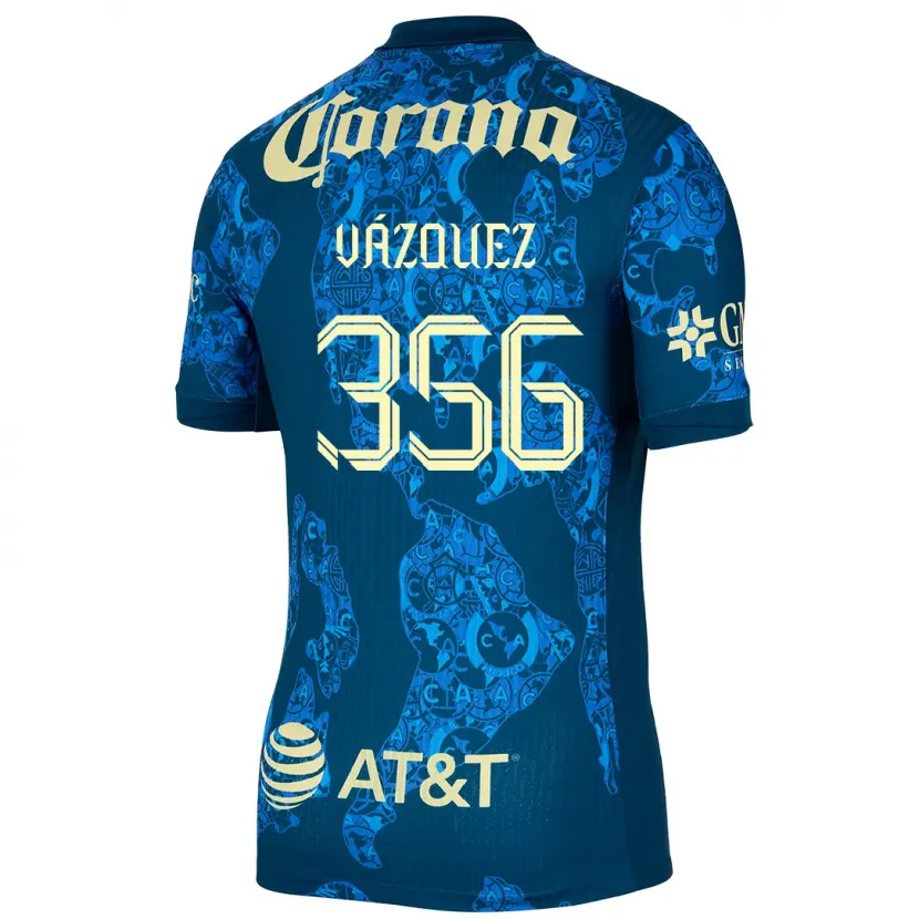 Danxen Niño Camiseta Omar Vázquez #356 Azul Amarillo 2ª Equipación 2024/25 La Camisa México