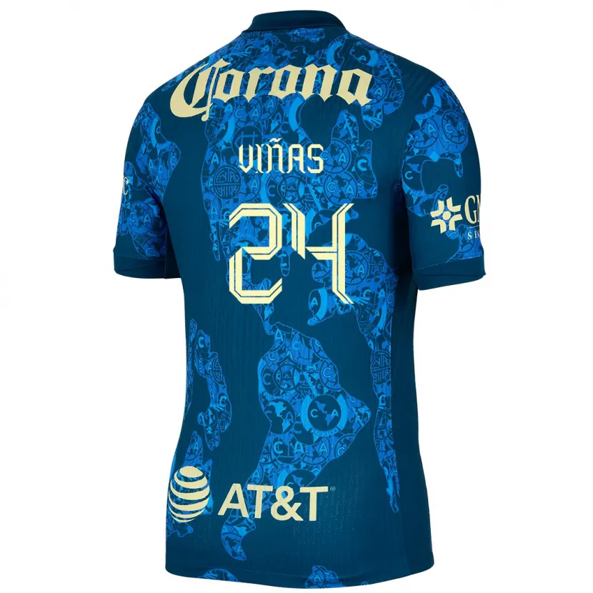 Danxen Niño Camiseta Federico Viñas #24 Azul Amarillo 2ª Equipación 2024/25 La Camisa México