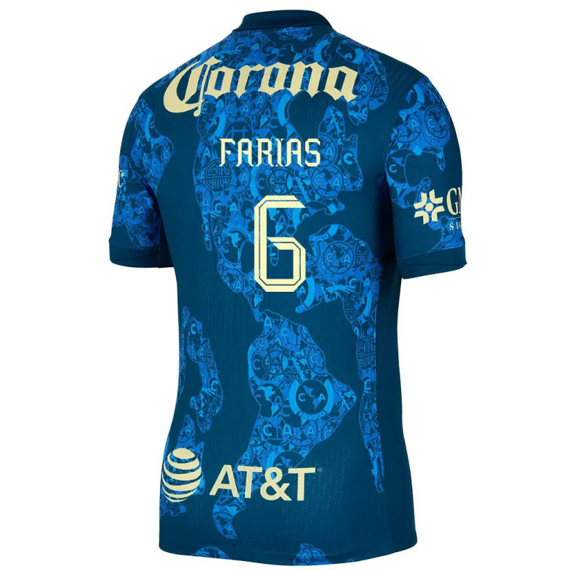 Danxen Niño Camiseta Janelly Farias #6 Azul Amarillo 2ª Equipación 2024/25 La Camisa México
