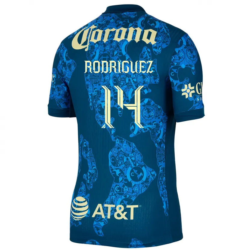 Danxen Niño Camiseta Monica Rodriguez #14 Azul Amarillo 2ª Equipación 2024/25 La Camisa México