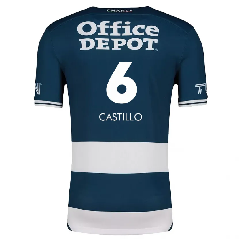 Danxen Hombre Camiseta Byron Castillo #6 Azul Blanco 1ª Equipación 2024/25 La Camisa México