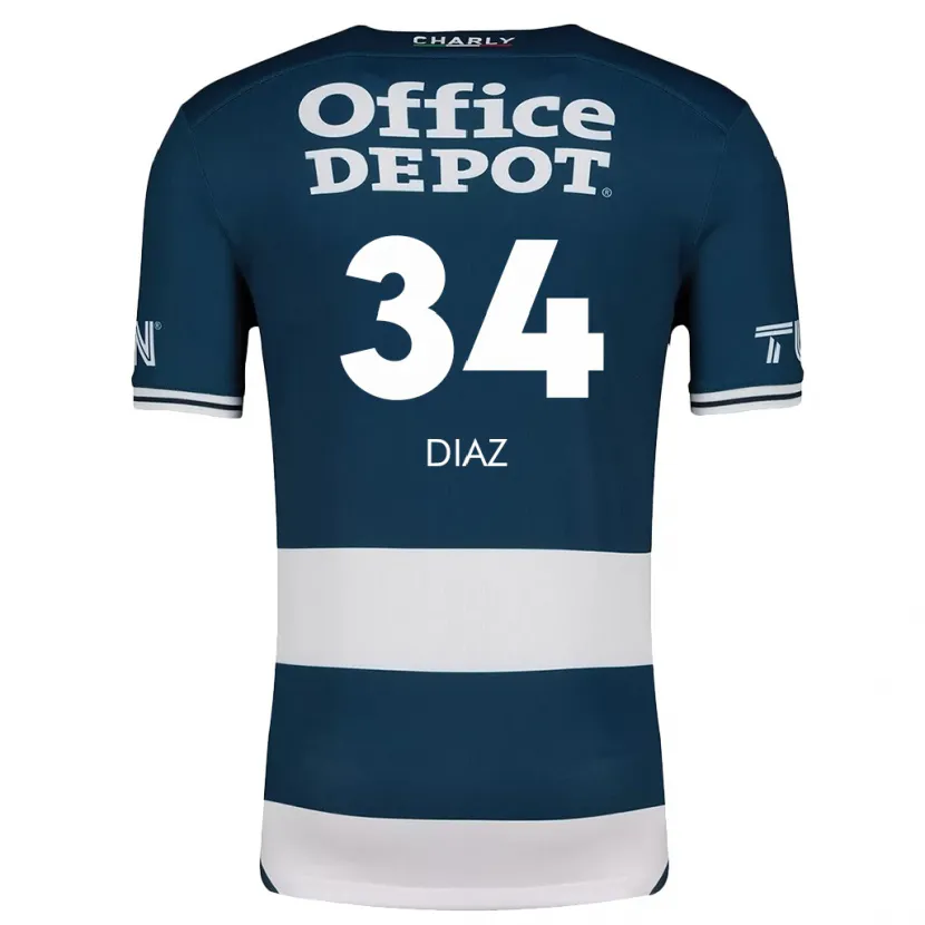 Danxen Hombre Camiseta Karen Díaz #34 Azul Blanco 1ª Equipación 2024/25 La Camisa México