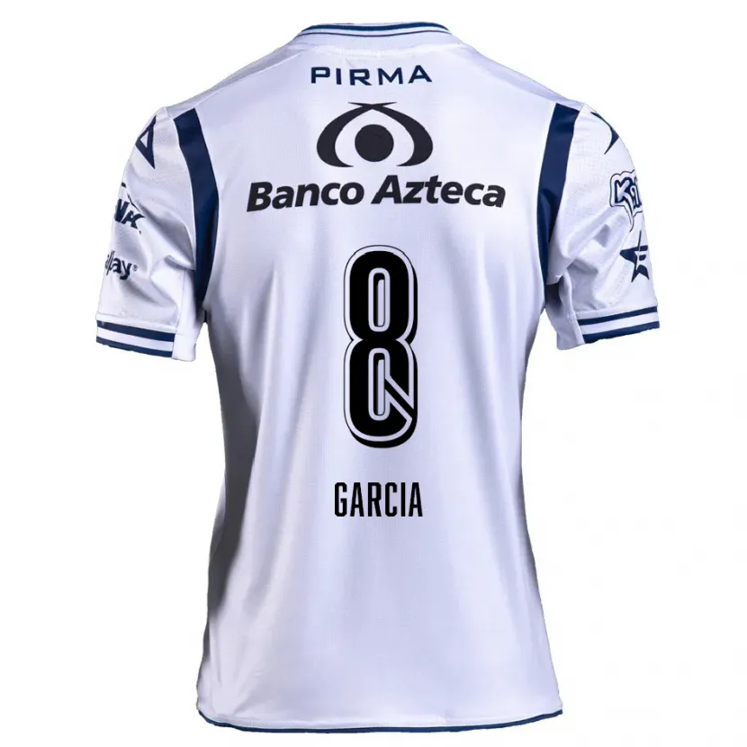 Danxen Hombre Camiseta Luis García #8 Blanco Azul Marino 1ª Equipación 2024/25 La Camisa México