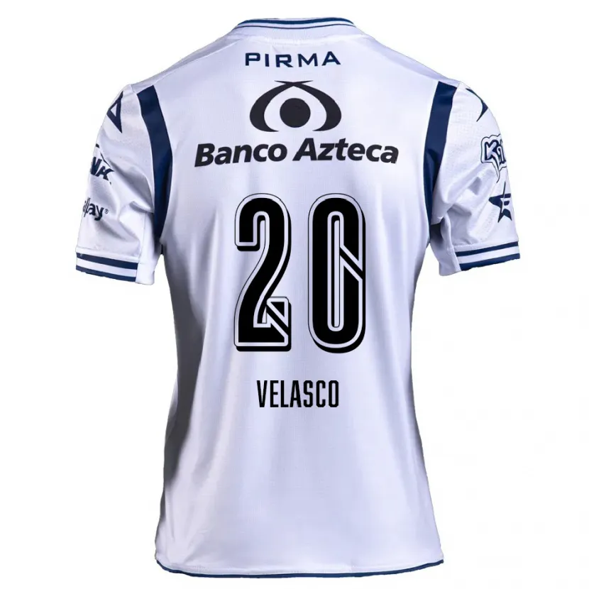 Danxen Hombre Camiseta Kevin Velasco #20 Blanco Azul Marino 1ª Equipación 2024/25 La Camisa México