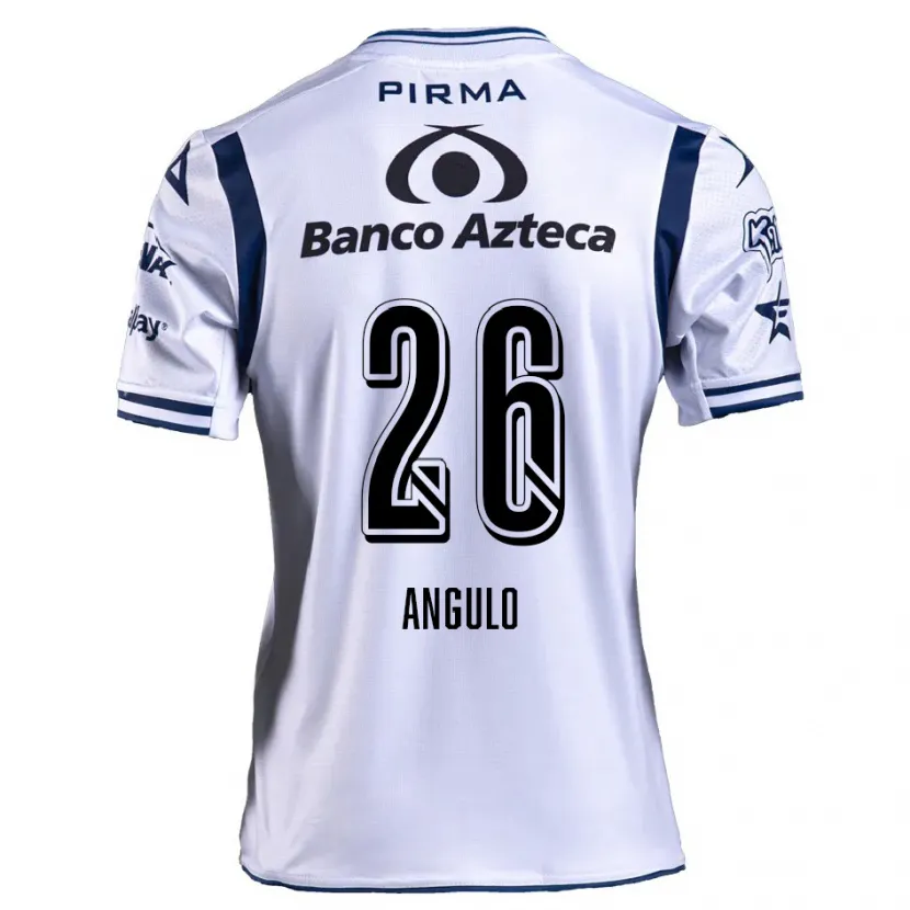 Danxen Hombre Camiseta Brayan Angulo #26 Blanco Azul Marino 1ª Equipación 2024/25 La Camisa México