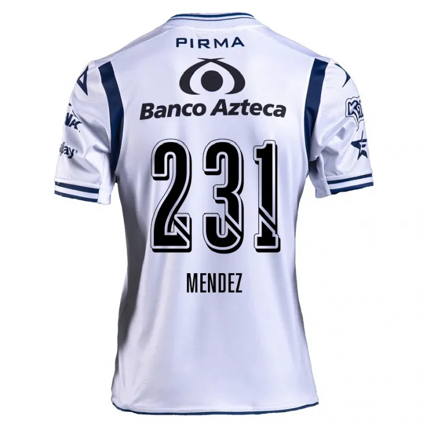 Danxen Hombre Camiseta Alejandro Méndez #231 Blanco Azul Marino 1ª Equipación 2024/25 La Camisa México