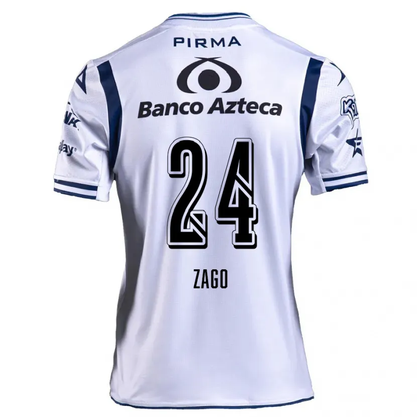 Danxen Hombre Camiseta Diego Zago #24 Blanco Azul Marino 1ª Equipación 2024/25 La Camisa México