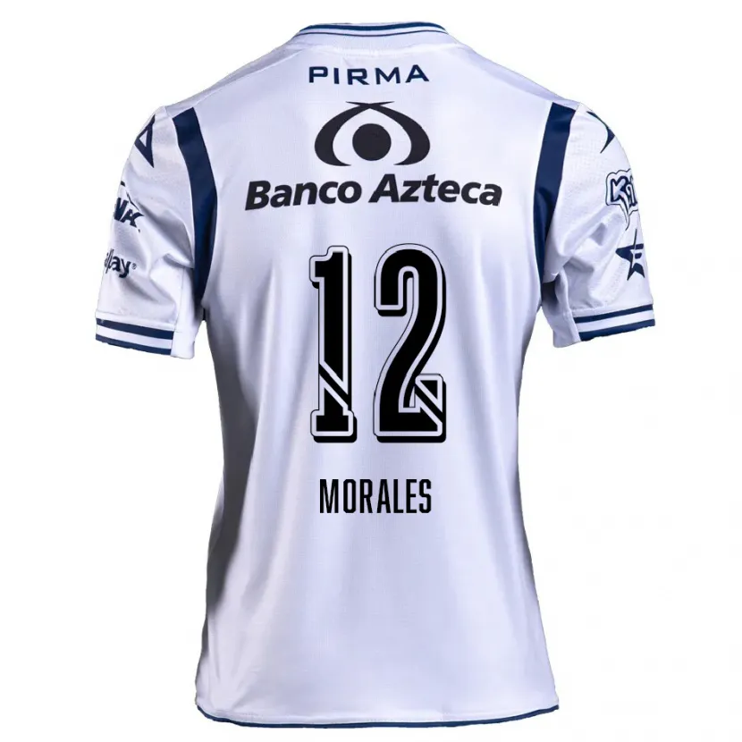 Danxen Hombre Camiseta Karla Morales #12 Blanco Azul Marino 1ª Equipación 2024/25 La Camisa México