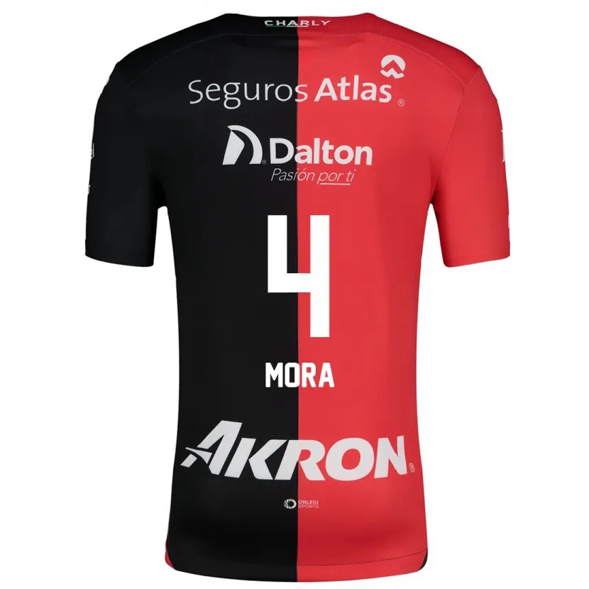 Danxen Hombre Camiseta Adrián Mora #4 Negro Rojo 1ª Equipación 2024/25 La Camisa México