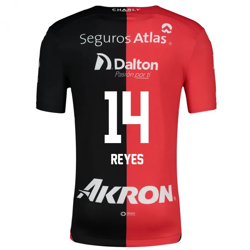 Danxen Hombre Camiseta Luis Reyes #14 Negro Rojo 1ª Equipación 2024/25 La Camisa México