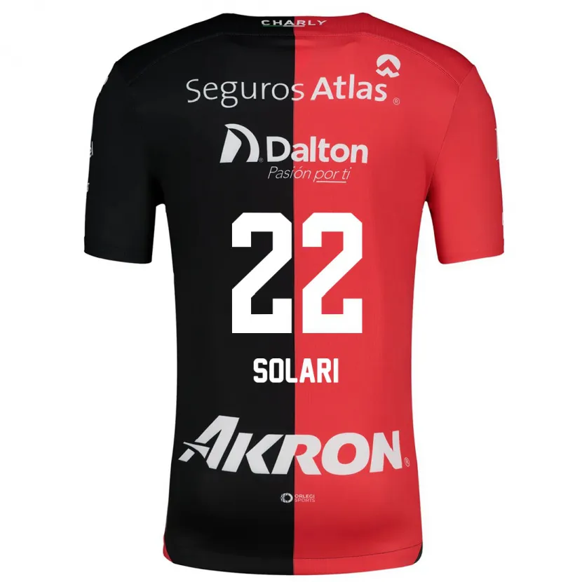 Danxen Hombre Camiseta Augusto Solari #22 Negro Rojo 1ª Equipación 2024/25 La Camisa México