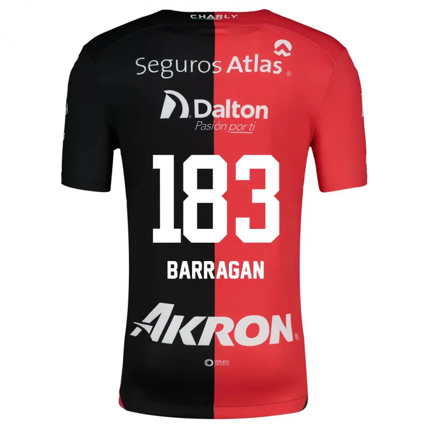 Danxen Hombre Camiseta Roberto Barragán #183 Negro Rojo 1ª Equipación 2024/25 La Camisa México