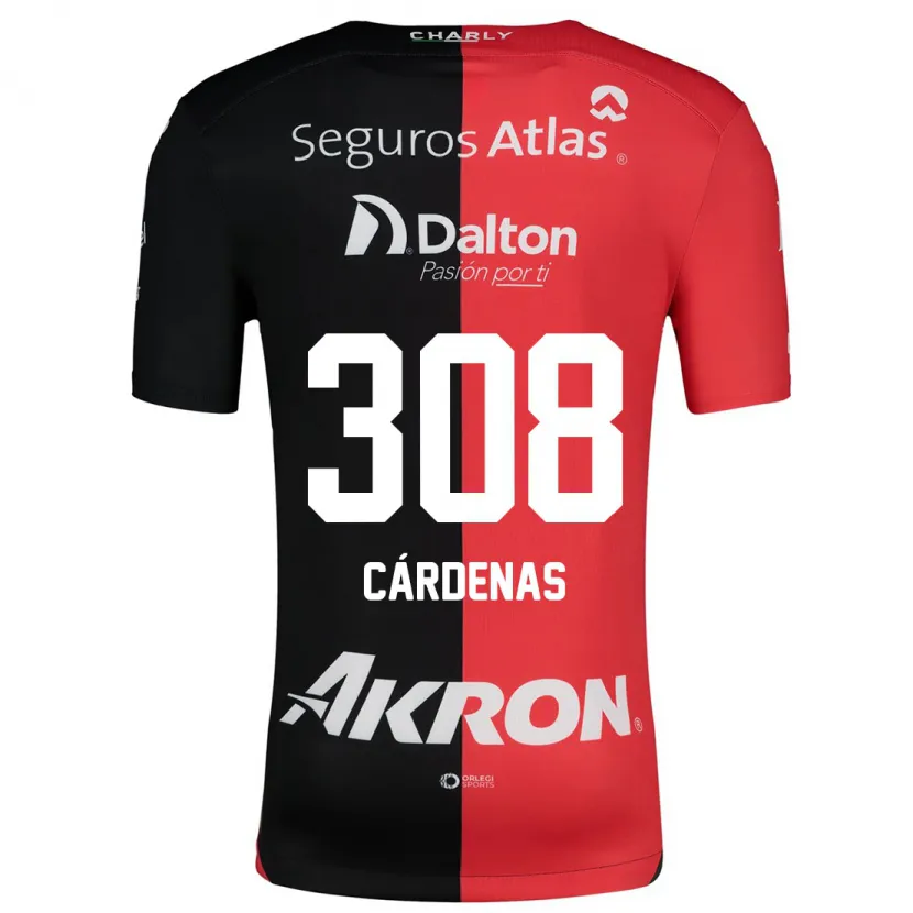 Danxen Hombre Camiseta Rodrigo Cárdenas #308 Negro Rojo 1ª Equipación 2024/25 La Camisa México