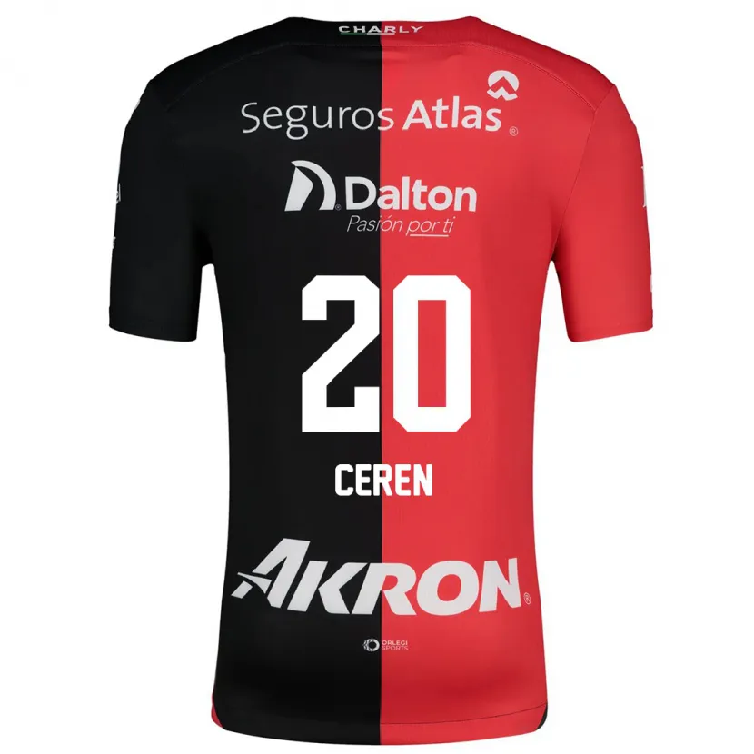 Danxen Hombre Camiseta Brenda Cerén #20 Negro Rojo 1ª Equipación 2024/25 La Camisa México