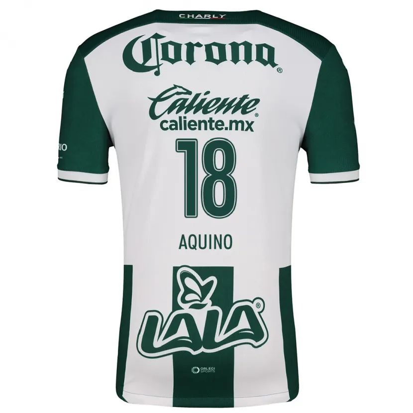Danxen Hombre Camiseta Pedro Aquino #18 Verde Blanco 1ª Equipación 2024/25 La Camisa México