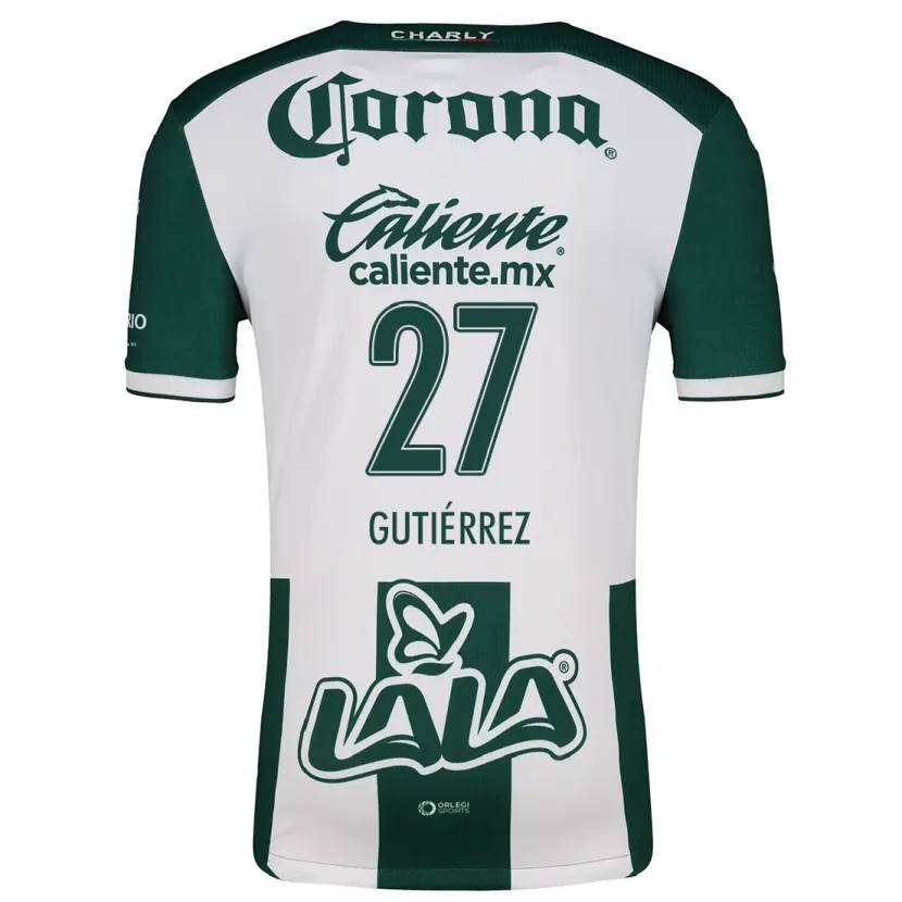 Danxen Hombre Camiseta Luis Gutiérrez #27 Verde Blanco 1ª Equipación 2024/25 La Camisa México