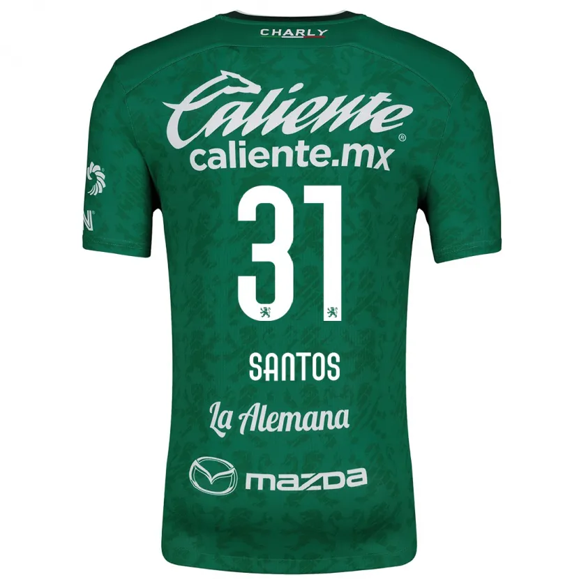 Danxen Hombre Camiseta Sebastián Santos #31 Verde Blanco 1ª Equipación 2024/25 La Camisa México