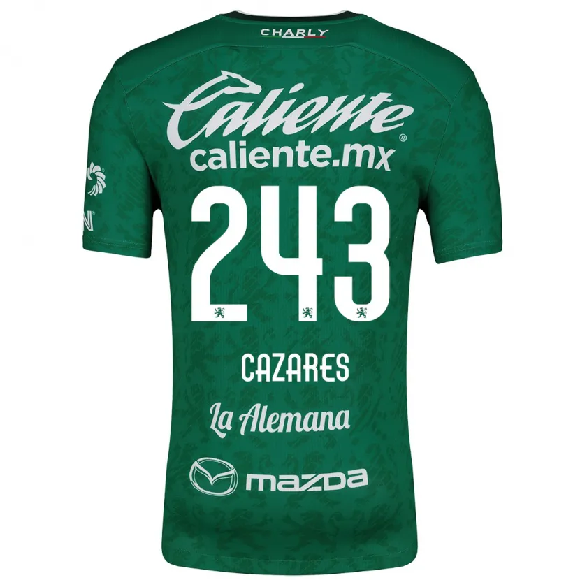 Danxen Hombre Camiseta Juan Cázares #243 Verde Blanco 1ª Equipación 2024/25 La Camisa México