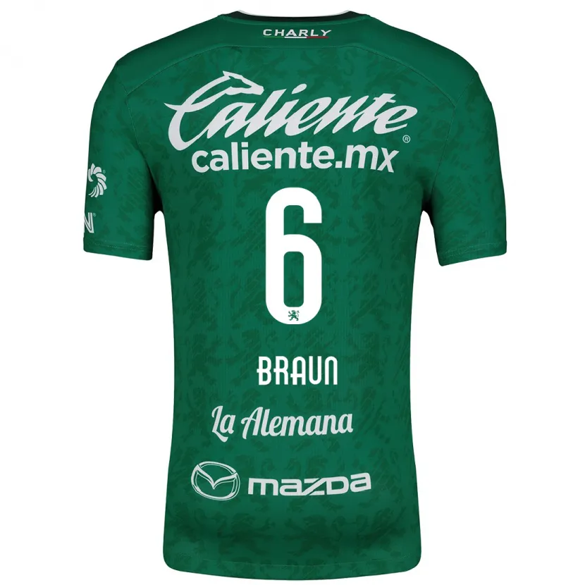 Danxen Hombre Camiseta Sophia Braun #6 Verde Blanco 1ª Equipación 2024/25 La Camisa México