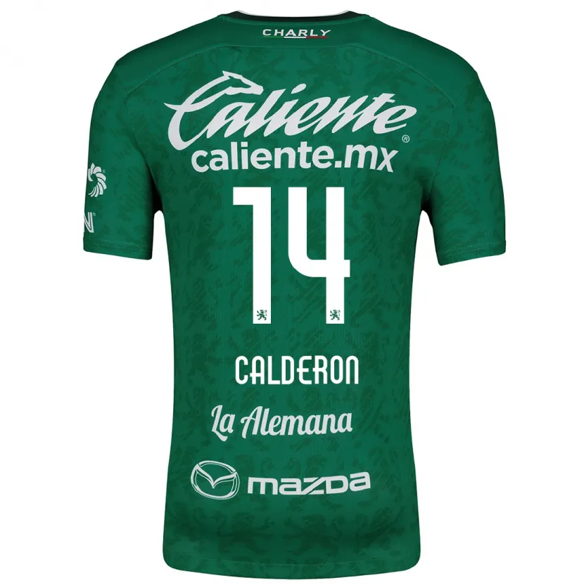 Danxen Hombre Camiseta Daniela Calderón #14 Verde Blanco 1ª Equipación 2024/25 La Camisa México
